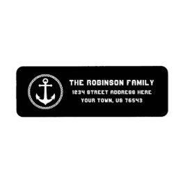 Nautical Sea Anchor White Diamond Circle Address