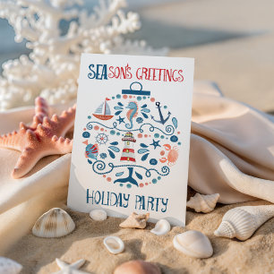 Nautical Sea Ornament Coastal Weihnachtsfest Party Einladung