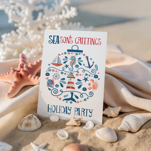 Nautical Sea Ornament Coastal Weihnachtsfest Party Einladung (Von Creator hochgeladen)