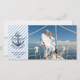 Nautical "Seas AND Greetings" - Navy Anchor Feiertagskarte