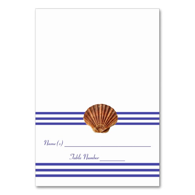 Nautical Seashell - Escort-Karte Tischnummer (Vorderseite)