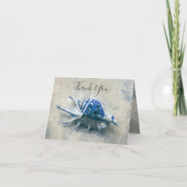 Nautical Seashell Indigo Blue Dankeskarte