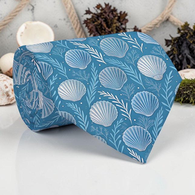Nautical Seashells Custom Necktie Krawatte (Von Creator hochgeladen)