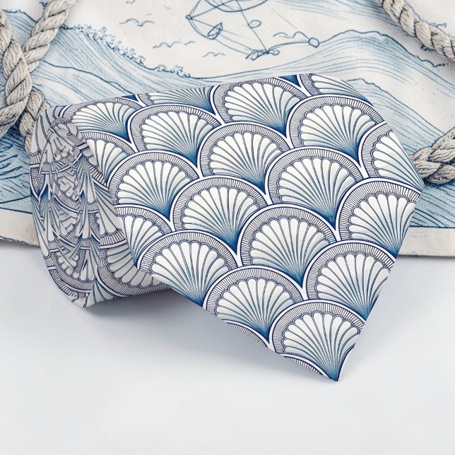 Nautical Seashells Custom Necktie Krawatte (Von Creator hochgeladen)
