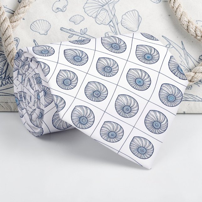 Nautical Seashells Custom Necktie Krawatte (Von Creator hochgeladen)