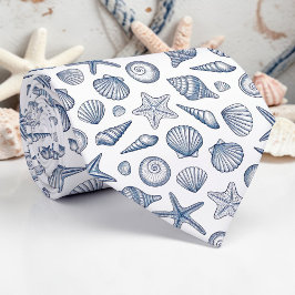 Nautical Seashells Custom Necktie Krawatte