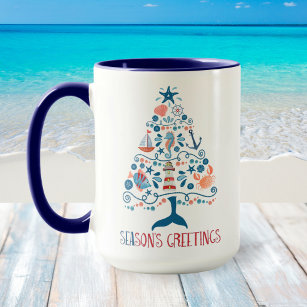 Nautical SEAsons Grüße Weihnachtsbaum an der Küste Tasse