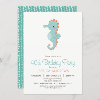 Nautical Seepferd Geburtstagsparty Einladung