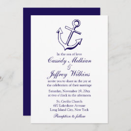 Nautical Ship Anchor Navy Blue Wedding Sailor Einladung