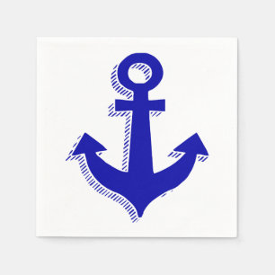 Nautical Ship Anchor Navy Blue & White Beach Serviette