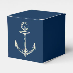 Nautical Ship Anchor Navy Blue & White Vintag Geschenkschachtel