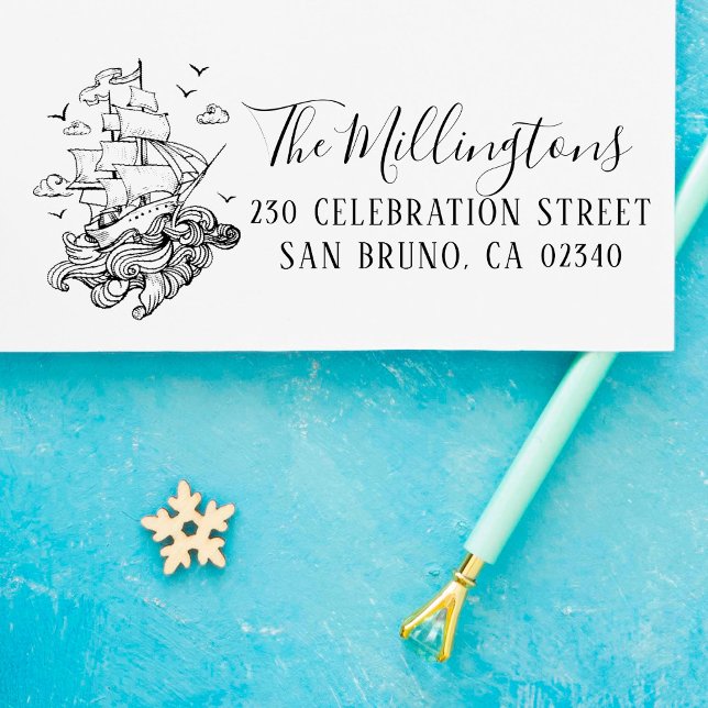 Nautical Ship Family Name Skript und Rücksendeadre Permastempel (Von Creator hochgeladen)