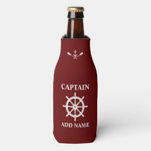 Nautical Ship Helm Anchor Oars Captain Name Red Flaschenkühler