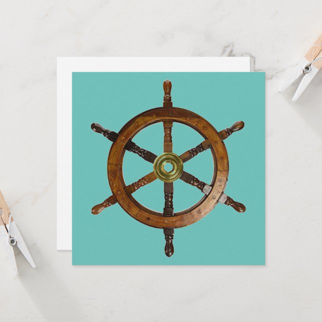 Nautical Ship Helm Vielen Dank (Vorderseite/Rückseite Beispiel)