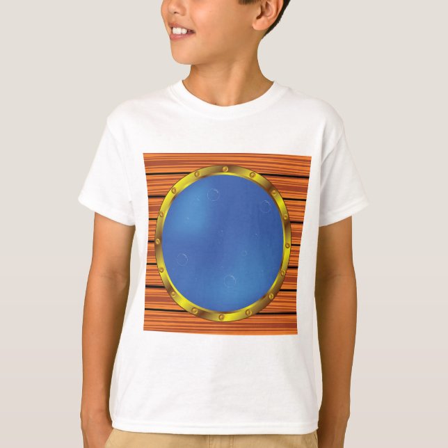 Nautical Ship Porthole Window with Blue Water T-Shirt (Vorderseite)