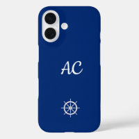 Nautical Ships Wheel Blue+White (personalisieren)