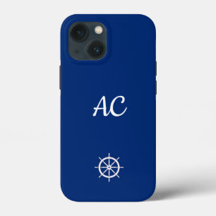 Nautical Ships Wheel Blue+White (personalisieren) Case-Mate iPhone Hülle