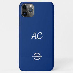 Nautical Ships Wheel Blue+White (personalisieren) Case-Mate iPhone Hülle