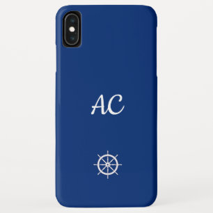 Nautical Ships Wheel Blue+White (personalisieren) Case-Mate iPhone Hülle