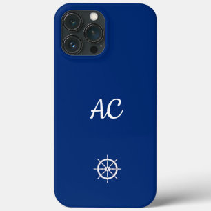 Nautical Ships Wheel Blue+White (personalisieren) Case-Mate iPhone Hülle