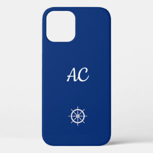 Nautical Ships Wheel Blue+White (personalisieren) Case-Mate iPhone Hülle
