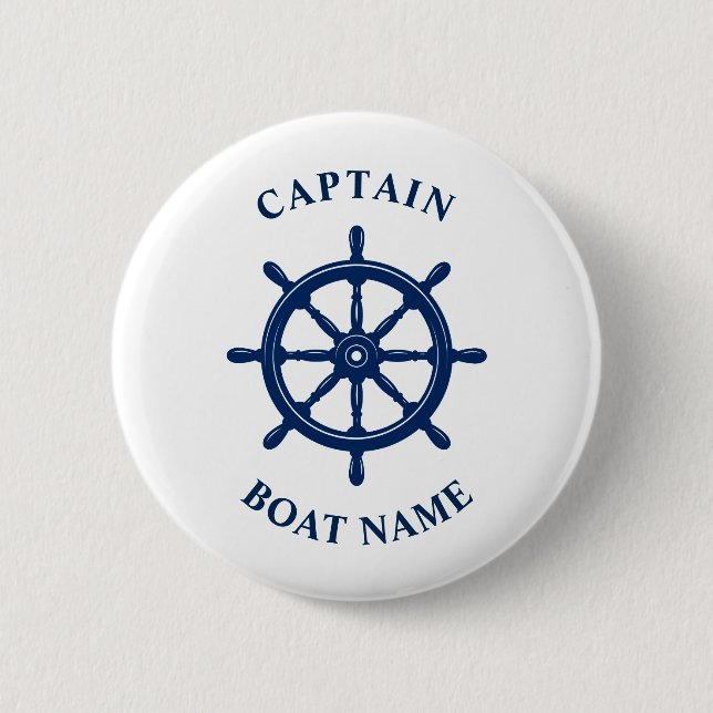 Nautical Ships Wheel Helm Captain Boat Button (Vorderseite)