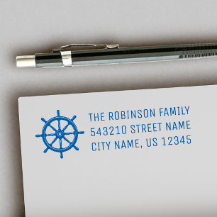 Nautical Ships Wheel Helm Persönliche Adresse oder Permastempel