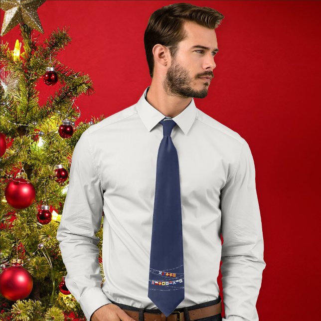 #Nautical Signal Flag Merry #Christmas | Navy Blue Krawatte (Von Creator hochgeladen)