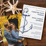 Nautical Sketch Anchor Photo Wedding Invitation Einladung<br><div class="desc">Tie the knot with this navy nautical sketch anchor wedding invitation. Customize the background and font. For further customization please contact me.</div>