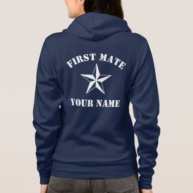Nautical Star Marine blaue und weiße Kapuze für Fr Hoodie (Rückseite)