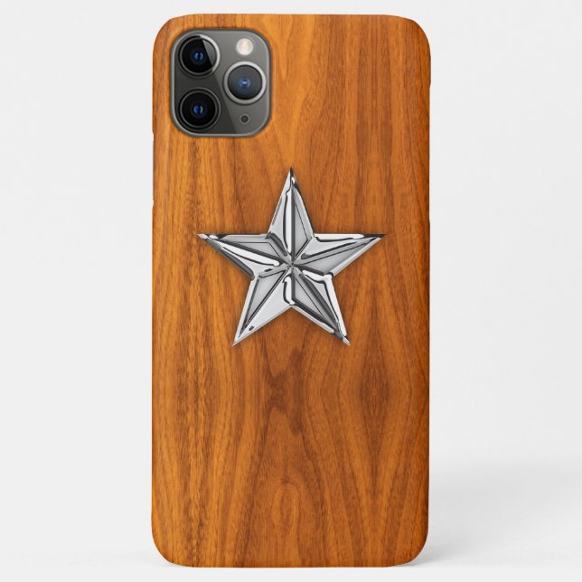 Nautical Star on Teak Veneer Style Case-Mate iPhone Hülle (Rückseite)