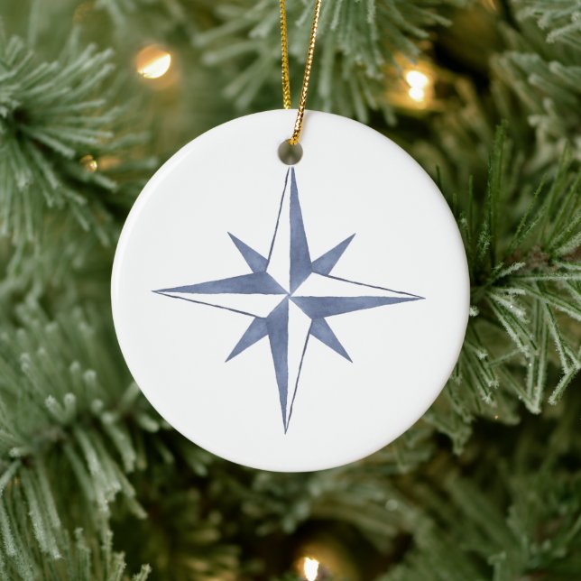 Nautical Star Watercolor Blauer Weihnachtsschmuck (Baum)