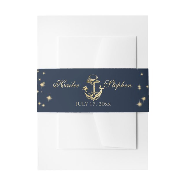 Nautical Starry Midnight Sky Wedding Einladungsbanderole (Vorderseite Beispiel)
