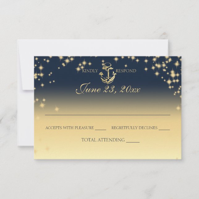 Nautical Starry Sky Twinkle Wedding Response RSVP Karte (Vorderseite)