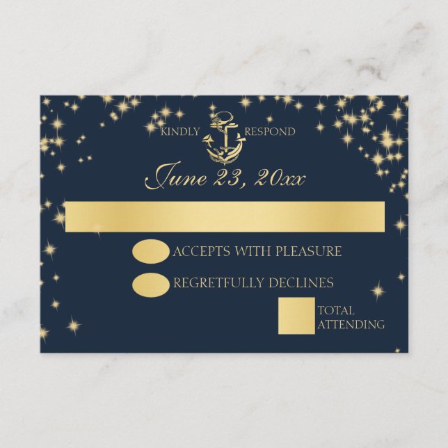 Nautical Starry Sky Twinkle Wedding Response RSVP Karte (Vorderseite)