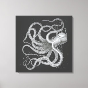 Nautical Steampunk Octopus Vintag Kraken Zeichne Leinwanddruck