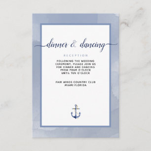 #Nautical Steel Blue Watercolor #Wedding Details Begleitkarte