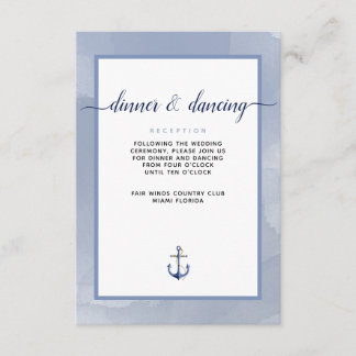 #Nautical Steel Blue Watercolor #Wedding Details Begleitkarte
