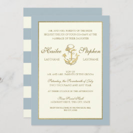 Nautical Steel Blue Wedding Einladung
