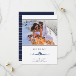 Nautical Stripe Foto Wedding Save the Date