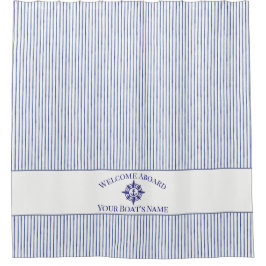  Nautical Stripe Monogram Boat Name Shower Curtain Duschvorhang