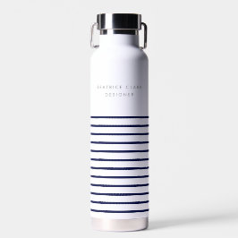 Nautical Stripe Navy Blue Stylish Modern Wa Trinkflasche