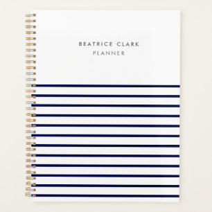 Nautical Stripe Navy Blue Stylish Trendy Modern Planer