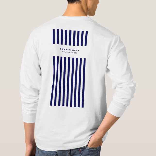 Nautical Stripe Navy Blue Trendy Stilvoll 9 Streif T-Shirt (Rückseite)