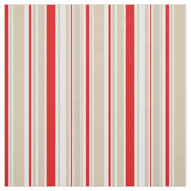Nautical Stripe Red White Gray Beige Muster Stoff (Muster)