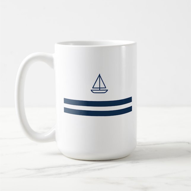Nautical Stripe Sailboat Kaffeetasse (Links)