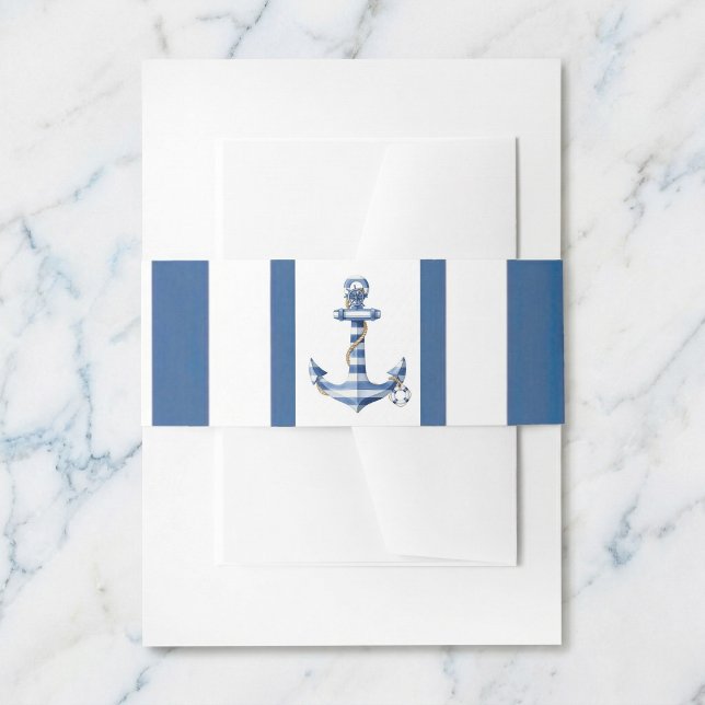 Nautical Striped Anchor Birthday Party Invitation  Einladungsbanderole (Anchored in style for your special day.)