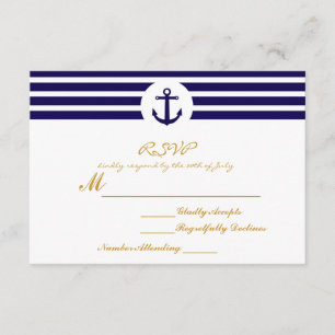 Nautical Striped Anchor UAWG Wedding Card RSVP Karte