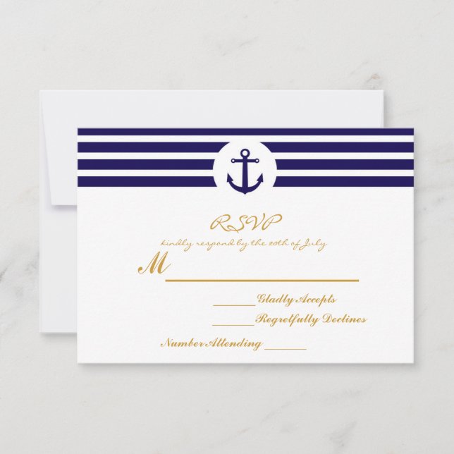Nautical Striped Anchor UAWG Wedding Card RSVP Karte (Vorderseite)