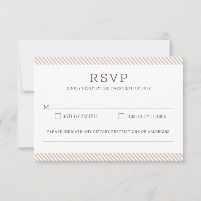 Nautical Striped Beach Wedding Repair Card RSVP Karte (Vorderseite)